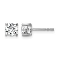 Platinum 1 Carat Certified Lab Grown Diamond VS+ F+ Round Complete Four Prong Stud Earrings view 1