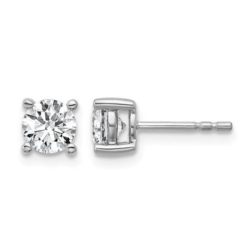 Platinum 1 Carat Lab Grown Diamond VS+ F+ Round Complete Four Prong Stud Earrings