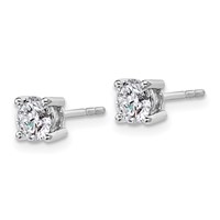 Sterling Silver Rhodium-plated 1 Carat Lab Grown Diamond VS SI+ G+ Round Complete Four Prong Stud Earrings view 2