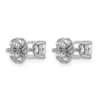 Sterling Silver Rhodium-plated 1 Carat Lab Grown Diamond VS SI+ G+ Round Complete Four Prong Stud Earrings view 3