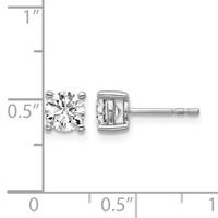 Sterling Silver Rhodium-plated 1 Carat Lab Grown Diamond VS SI+ G+ Round Complete Four Prong Stud Earrings view 5