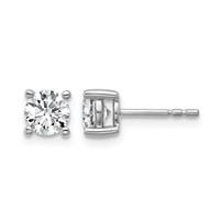 Sterling Silver Rhodium-plated 1 Carat Lab Grown Diamond VS SI+ G+ Round Complete Four Prong Stud Earrings view 1