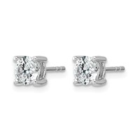 14K White Gold 1 Carat Lab Grown Diamond VS+ F+ Round Complete Four Prong Heavyweight Stud Earrings view 2