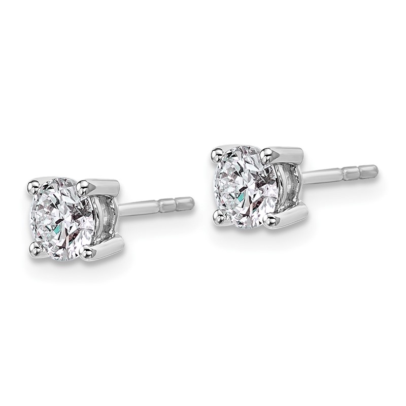 14k White Gold 1 ctw Certified Lab Grown Diamond VS+ F+ Round 4 Prong Heavy Wt. Stud Earrings