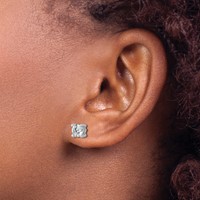 14K White Gold 1 Carat Lab Grown Diamond VS+ F+ Round Complete Four Prong Heavyweight Stud Earrings view 3