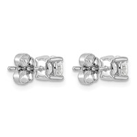 14K White Gold 1 Carat Lab Grown Diamond VS+ F+ Round Complete Four Prong Heavyweight Stud Earrings view 4