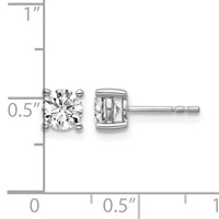 14K White Gold 1 Carat Lab Grown Diamond VS+ F+ Round Complete Four Prong Heavyweight Stud Earrings view 5