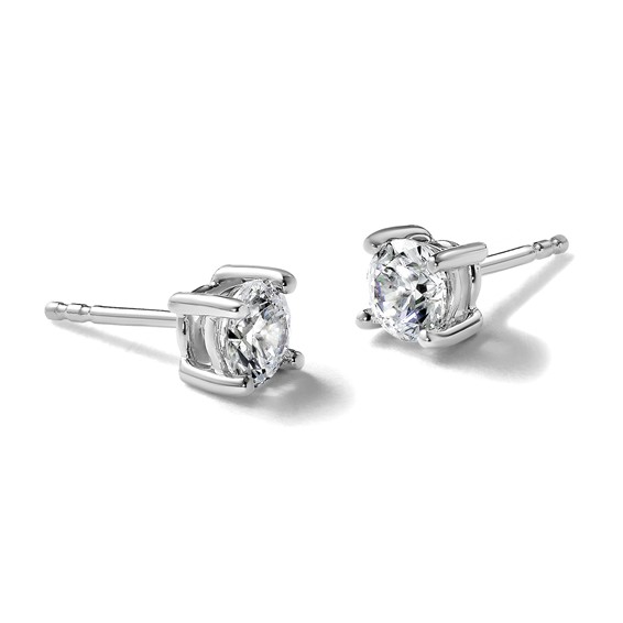 10k White Gold Round 4-Prong 1.00ct. Diamond Stud Earrings