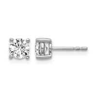 14K White Gold 1 Carat Certified Lab Grown Diamond VS SI+ G+ Round Complete Four Prong Lightweight Stud Earrings view 1