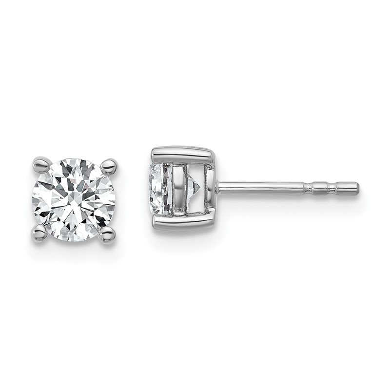 14k White Gold 1 ctw Certified Lab Grown Diamond VS+ F+ Round 4 Prong Heavy Wt. Stud Earrings