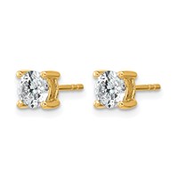 14K Yellow Gold 1 Carat Certified Lab Grown Diamond VS+ F+ Round Complete Four Prong Lightweight Stud Earrings view 2