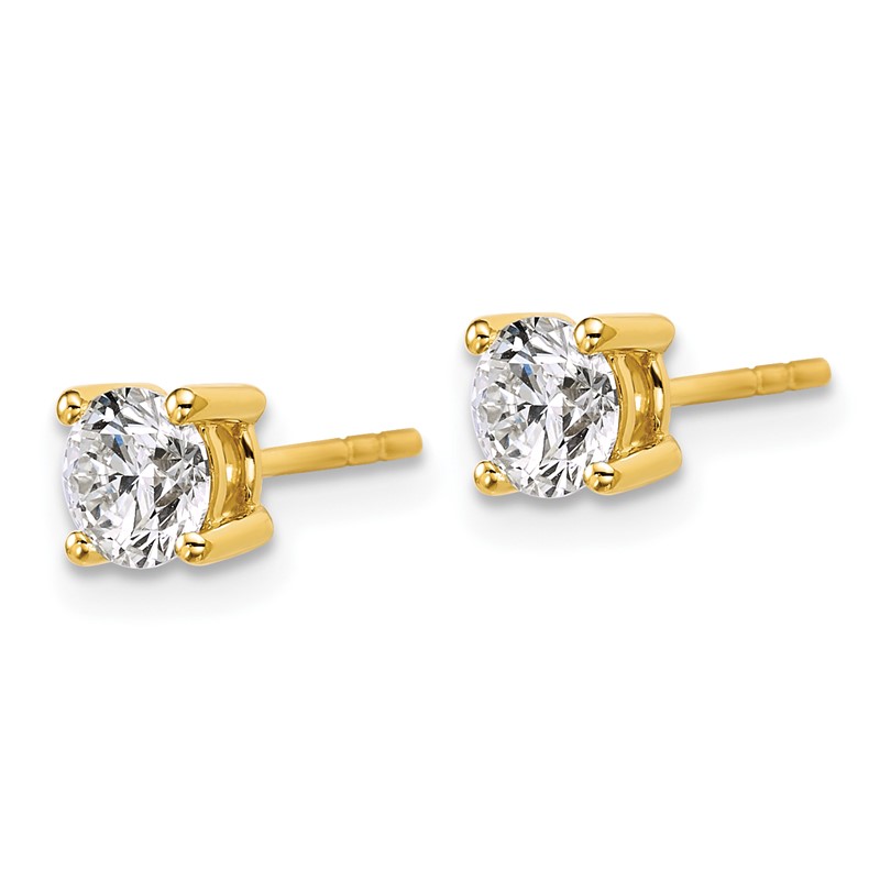 14k Yellow Gold 1 ctw Certified Lab Grown Diamond VS+ F+ Round 4 Prong Heavy Wt. Stud Earrings