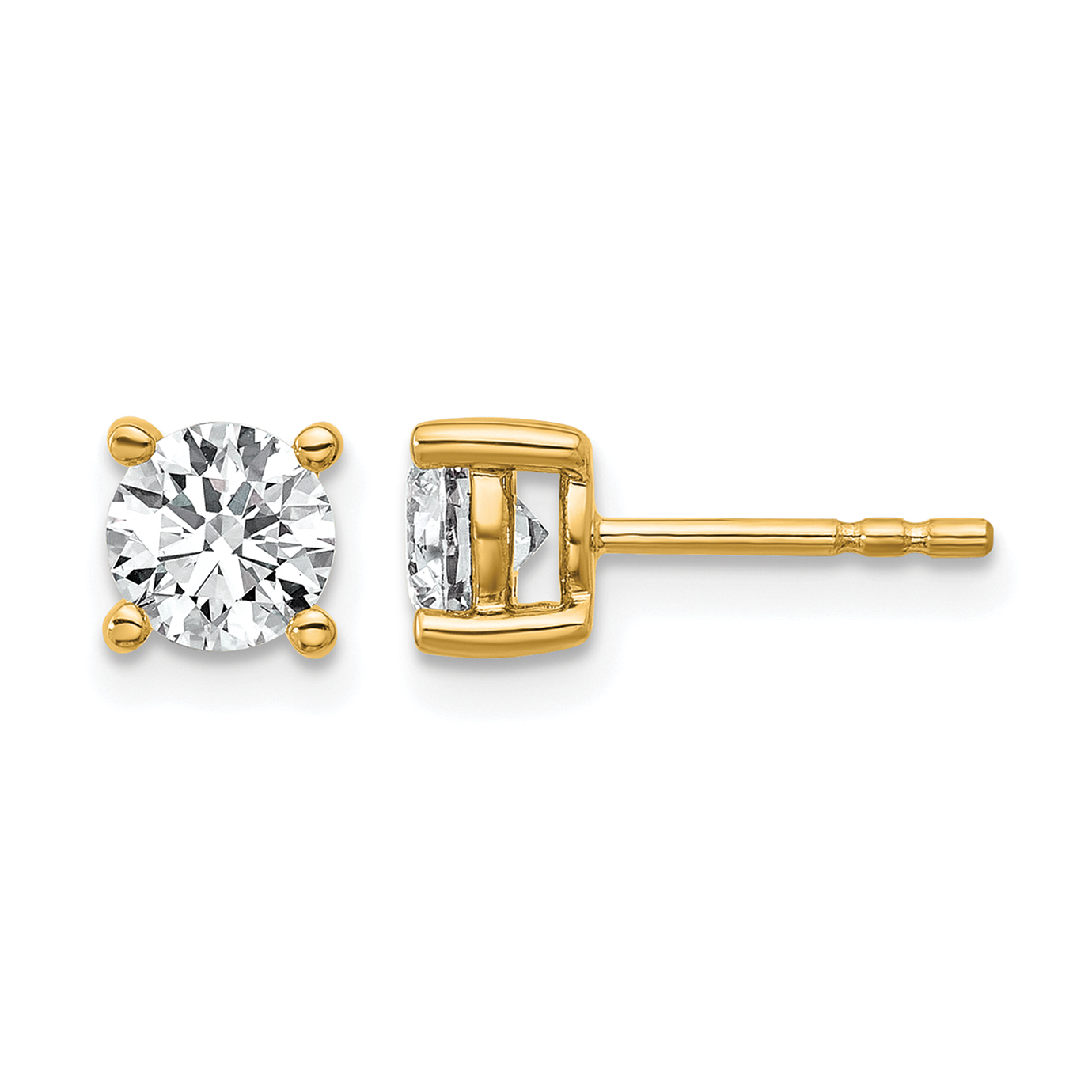 14k 1 carat Certified Lab Grown Diamond VS+ F+ Round Complete Four Prong Heavyweight Stud Earrings (EM1006-100C-LD)