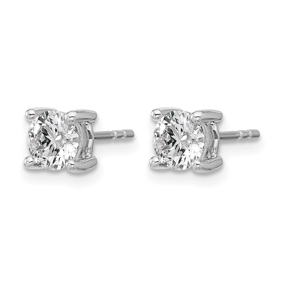 14k White Gold 1 1/4 ctw Lab Grown Diamond VS+ F+ Round 4 Prong Heavy Wt. Stud Earrings (EM1006-125-WLD)