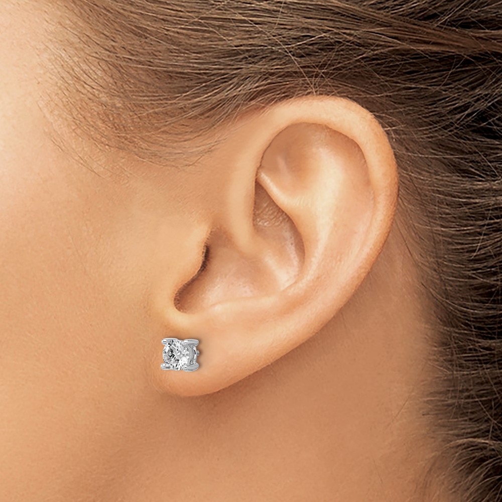 14k White Gold 1 1/4 ctw Lab Grown Diamond VS+ F+ Round 4 Prong Heavy Wt. Stud Earrings (EM1006-125-WLD)
