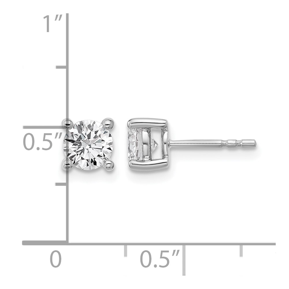 14k White Gold 1 1/4 ctw Lab Grown Diamond VS+ F+ Round 4 Prong Heavy Wt. Stud Earrings (EM1006-125-WLD)