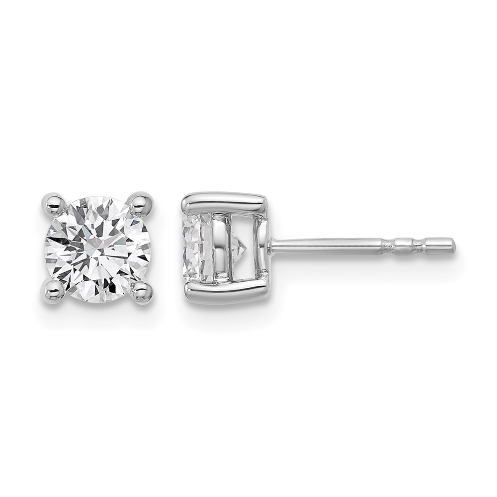 14k White Gold 1 1/4 ctw Lab Grown Diamond VS+ F+ Round 4 Prong Heavy Wt. Stud Earrings (EM1006-125-WLD)