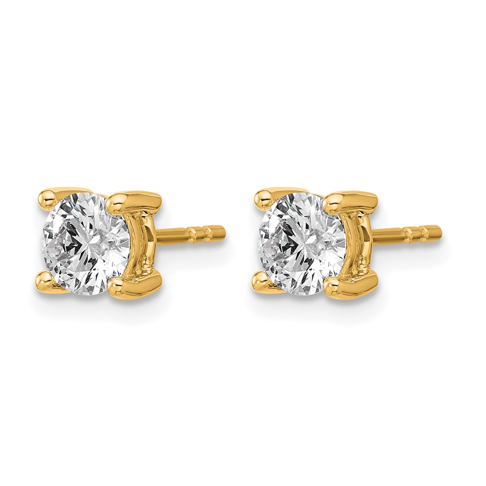 14k Yellow Gold 1 1/4 ctw Lab Grown Diamond VS+ F+ Round 4 Prong Heavy Wt. Stud Earrings (EM1006-125-LD)