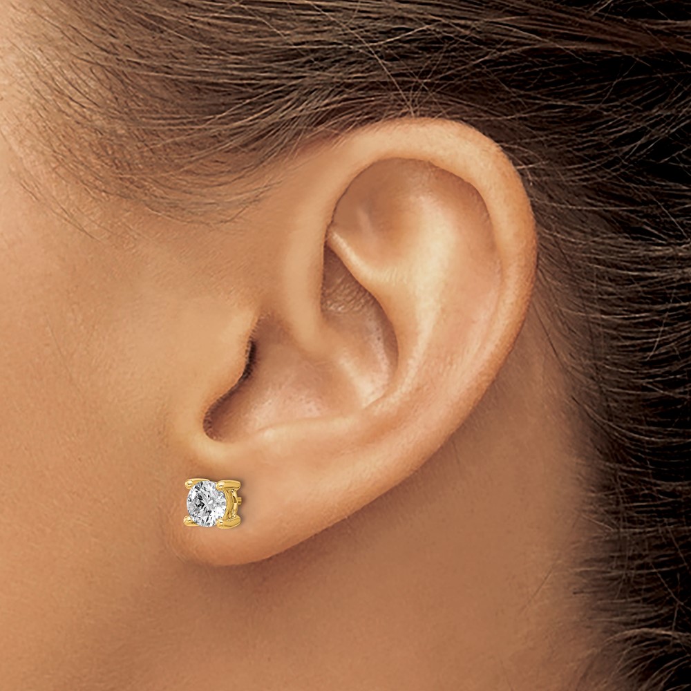 14k Yellow Gold 1 1/4 ctw Lab Grown Diamond VS+ F+ Round 4 Prong Heavy Wt. Stud Earrings (EM1006-125-LD)