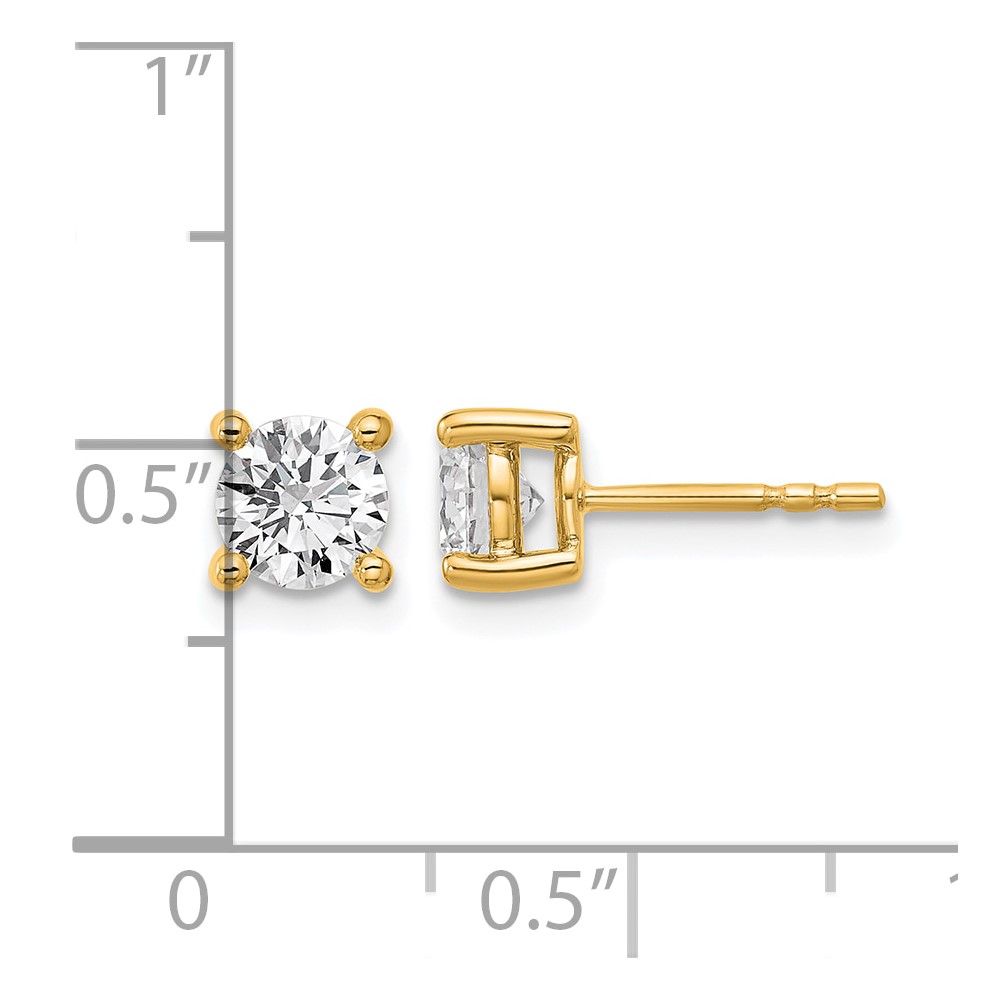 14k Yellow Gold 1 1/4 ctw Lab Grown Diamond VS+ F+ Round 4 Prong Heavy Wt. Stud Earrings (EM1006-125-LD)