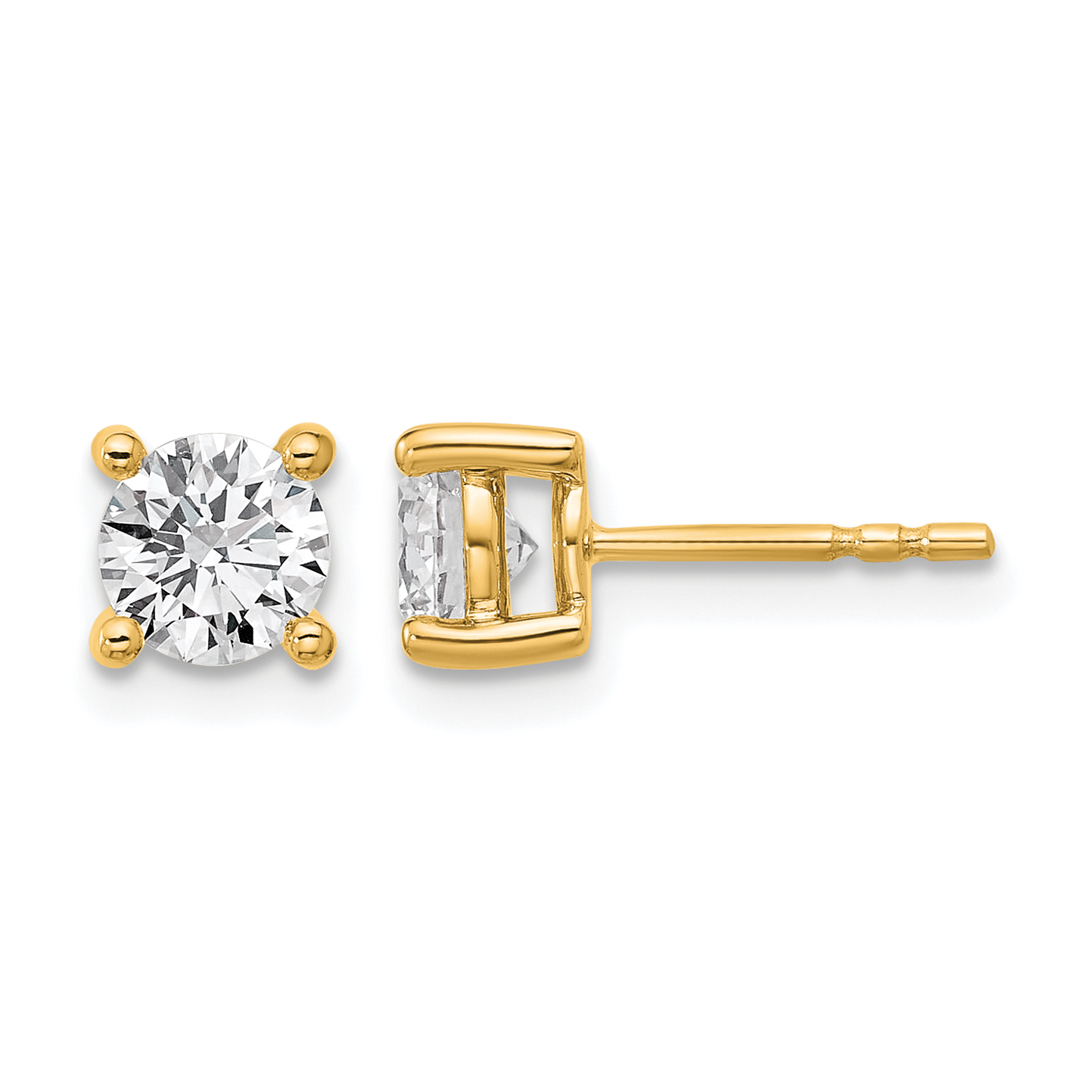 14k Yellow Gold 1 1/4 ctw Lab Grown Diamond VS+ F+ Round 4 Prong Heavy Wt. Stud Earrings (EM1006-125-LD)
