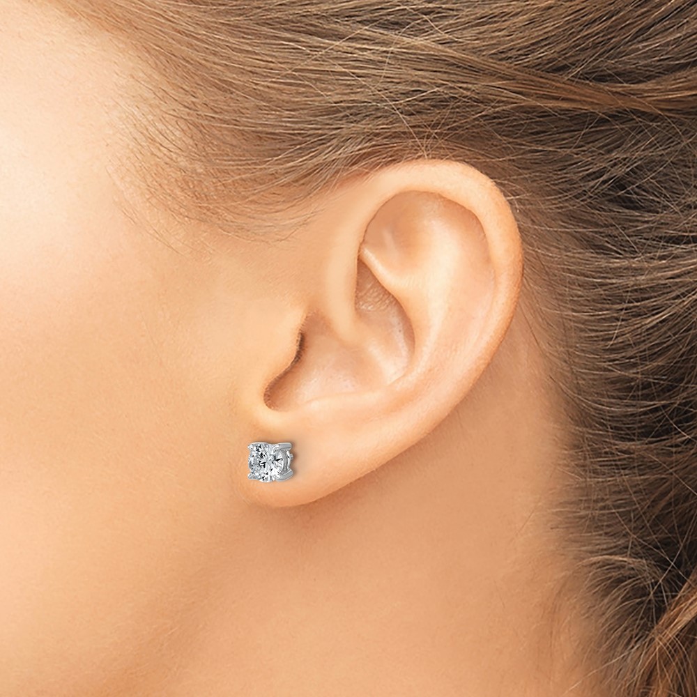 14k White Gold 1 3/8 ctw Lab Grown Diamond VS/SI+ G+ Round 4 Prong Heavy Wt. Stud Earrings (EM1006-140-WLG)