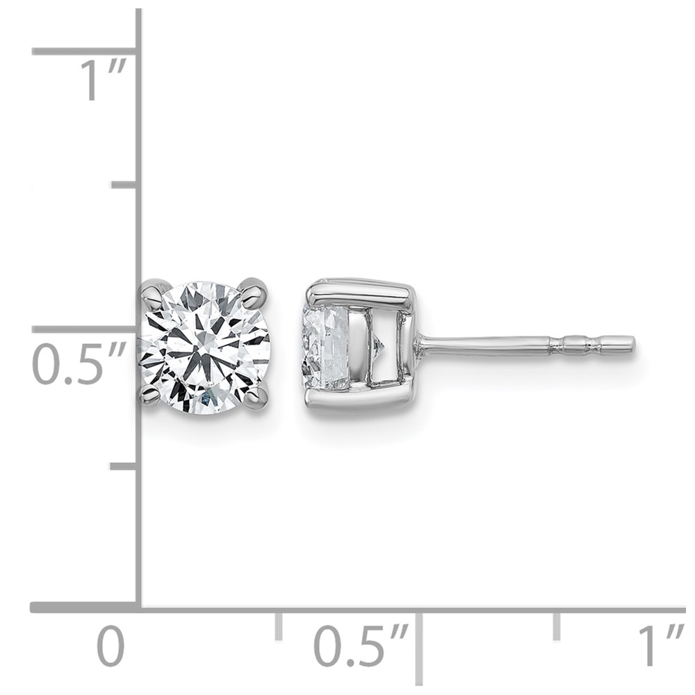 14k White Gold 1 3/8 ctw Lab Grown Diamond VS/SI+ G+ Round 4 Prong Heavy Wt. Stud Earrings (EM1006-140-WLG)