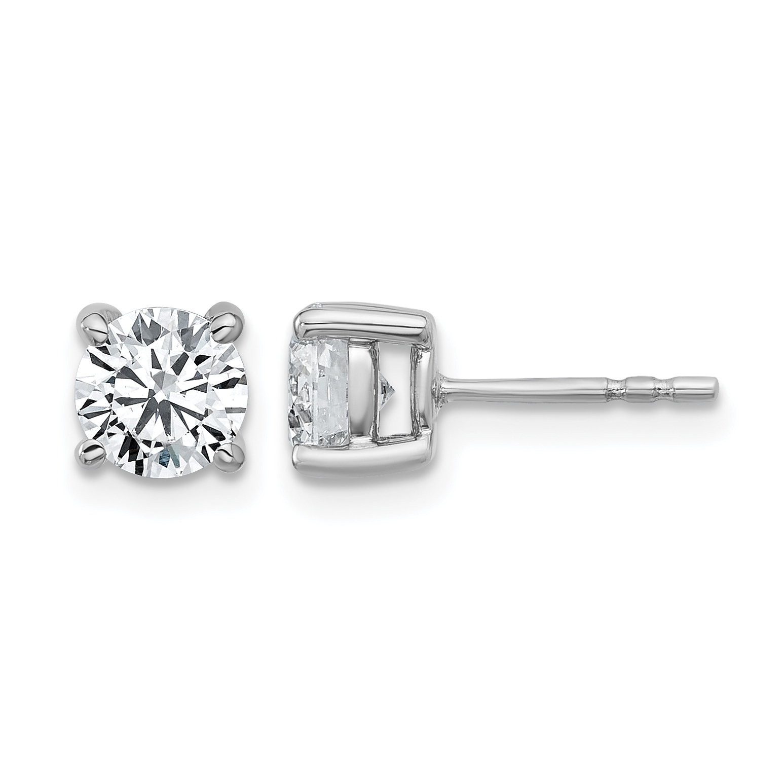 14k White Gold 1 3/8 ctw Lab Grown Diamond VS/SI+ G+ Round 4 Prong Heavy Wt. Stud Earrings (EM1006-140-WLG)