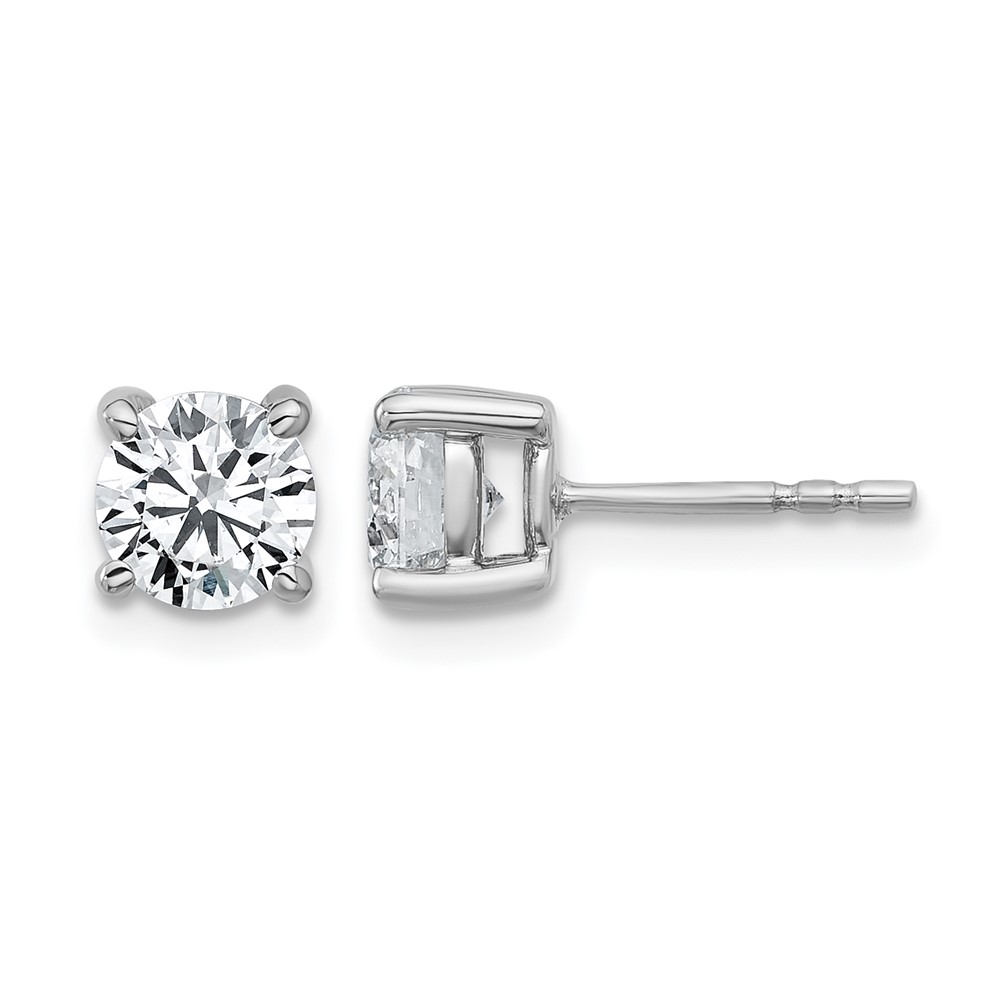 14k White Gold 1 3/8 ctw Lab Grown Diamond VS/SI+ G+ Round 4 Prong Heavy Wt. Stud Earrings (EM1006-140-WLG)