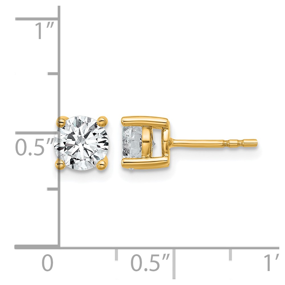 14k Yellow Gold 1 3/8 ctw Lab Grown Diamond VS/SI+ G+ Round 4 Prong Heavy Wt. Stud Earrings (EM1006-140-LG)