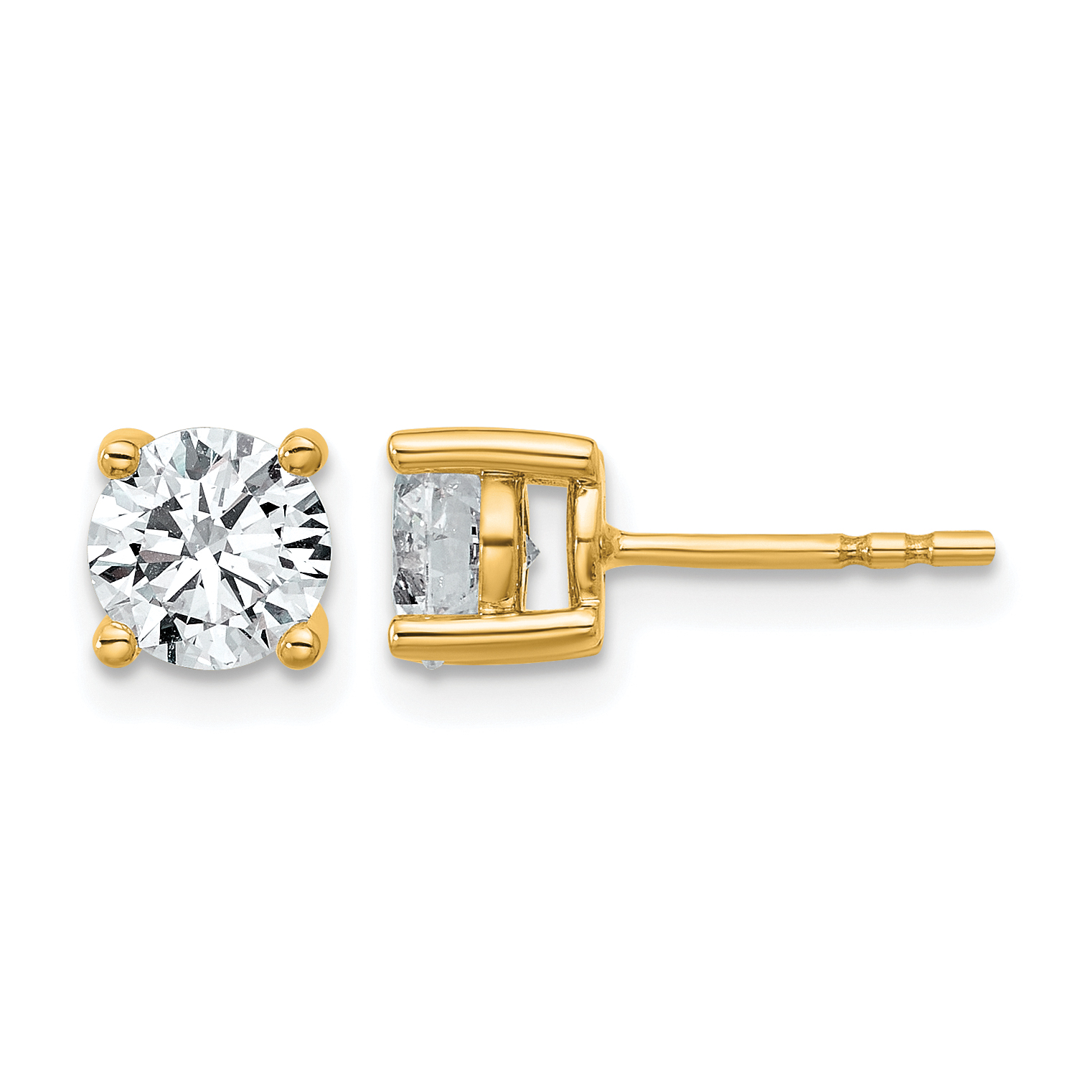 14k Yellow Gold 1 3/8 ctw Lab Grown Diamond VS/SI+ G+ Round 4 Prong Heavy Wt. Stud Earrings (EM1006-140-LG)