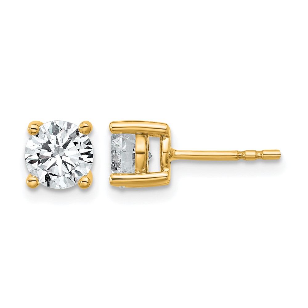 14k Yellow Gold 1 3/8 ctw Lab Grown Diamond VS/SI+ G+ Round 4 Prong Heavy Wt. Stud Earrings (EM1006-140-LG)