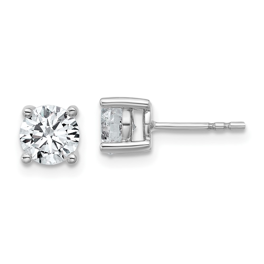 10K White Gold 1.50 Carat Certified Lab Grown Diamond VS+ F+ Round Complete Four Prong Stud Earrings