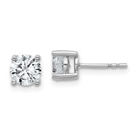 10K White Gold 1.50 Carat Certified Lab Grown Diamond VS+ F+ Round Complete Four Prong Stud Earrings view 1
