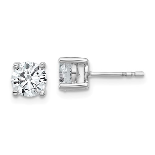 10K White Gold 1.50 Carat Certified Lab Grown Diamond VS+ F+ Round Complete Four Prong Stud Earrings