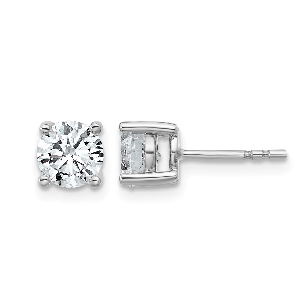 18K White Gold 0.50 Carat Lab Grown Diamond VS+ F+ Round Complete Four Prong Stud Earrings