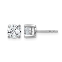 18K White Gold 0.50 Carat Lab Grown Diamond VS+ F+ Round Complete Four Prong Stud Earrings view 1