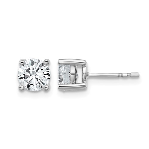 18K White Gold 0.50 Carat Lab Grown Diamond VS+ F+ Round Complete Four Prong Stud Earrings