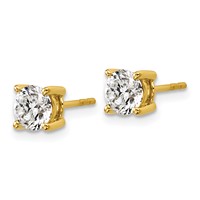 18K Yellow Gold 0.50 Carat Lab Grown Diamond VS+ F+ Round Complete Four Prong Stud Earrings view 2