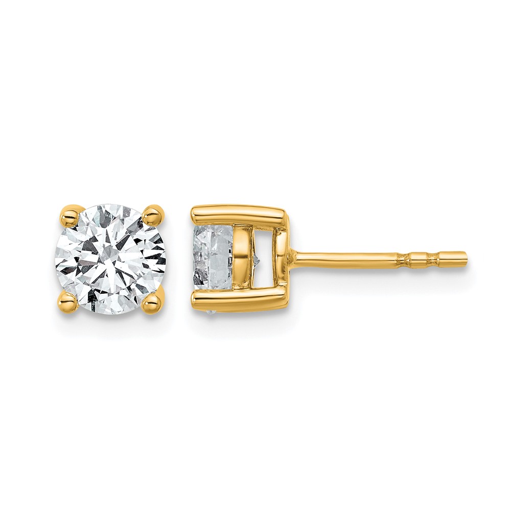 18K Yellow Gold 0.50 Carat Lab Grown Diamond VS+ F+ Round Complete Four Prong Stud Earrings