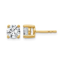18K Yellow Gold 0.50 Carat Lab Grown Diamond VS+ F+ Round Complete Four Prong Stud Earrings view 1