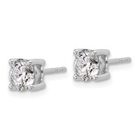 Platinum 1.50 Carat Lab Grown Diamond VS+ F+ Round Complete Four Prong Stud Earrings view 2
