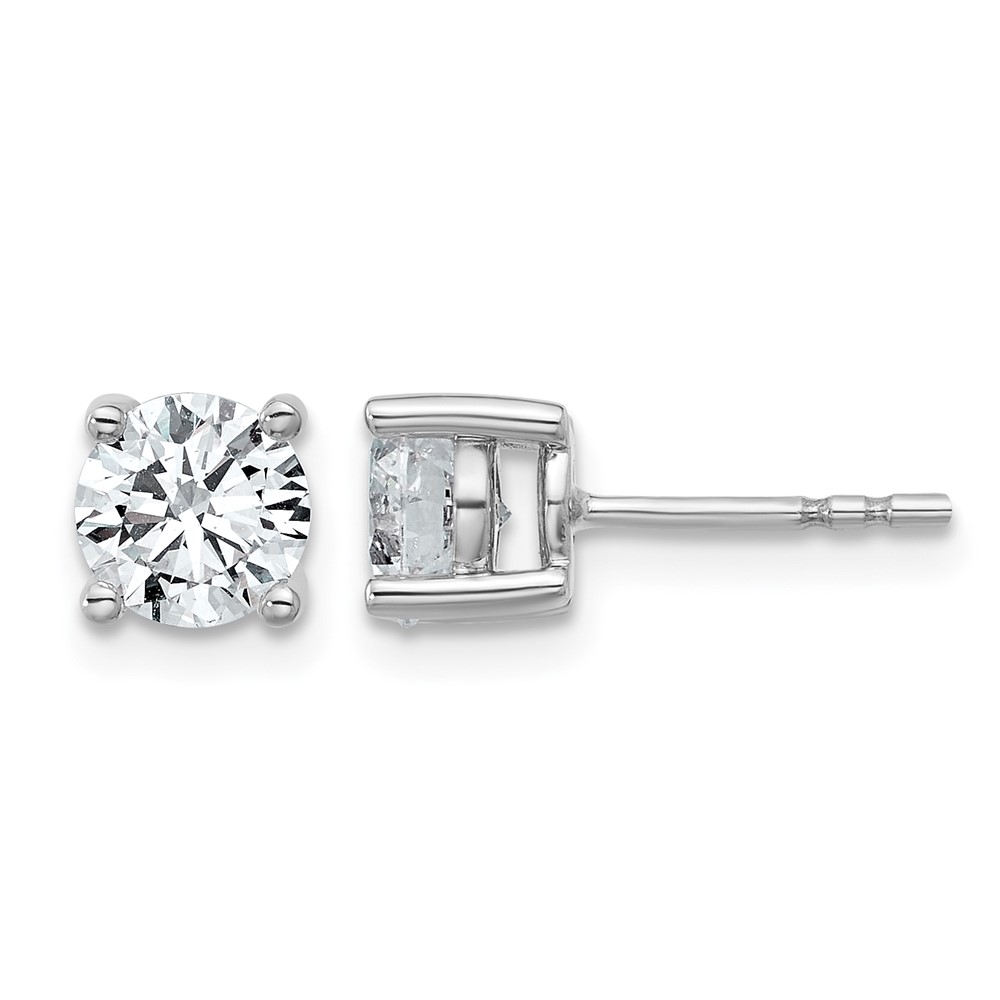 Platinum 1.50 Carat Lab Grown Diamond VS+ F+ Round Complete Four Prong Stud Earrings