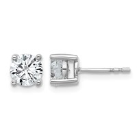 Platinum 1.50 Carat Lab Grown Diamond VS+ F+ Round Complete Four Prong Stud Earrings view 1