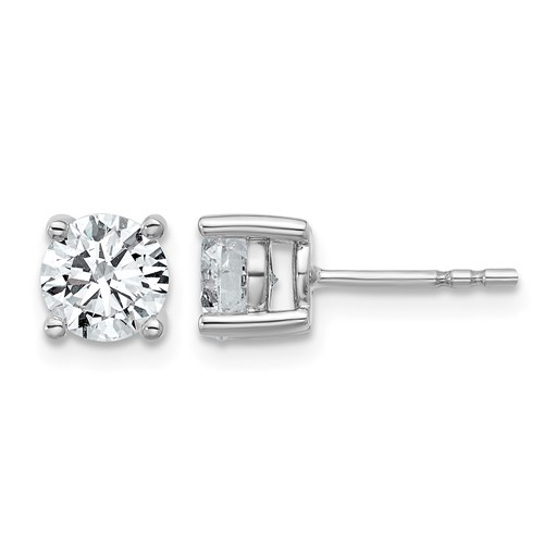 Platinum 1.50 Carat Lab Grown Diamond VS+ F+ Round Complete Four Prong Stud Earrings