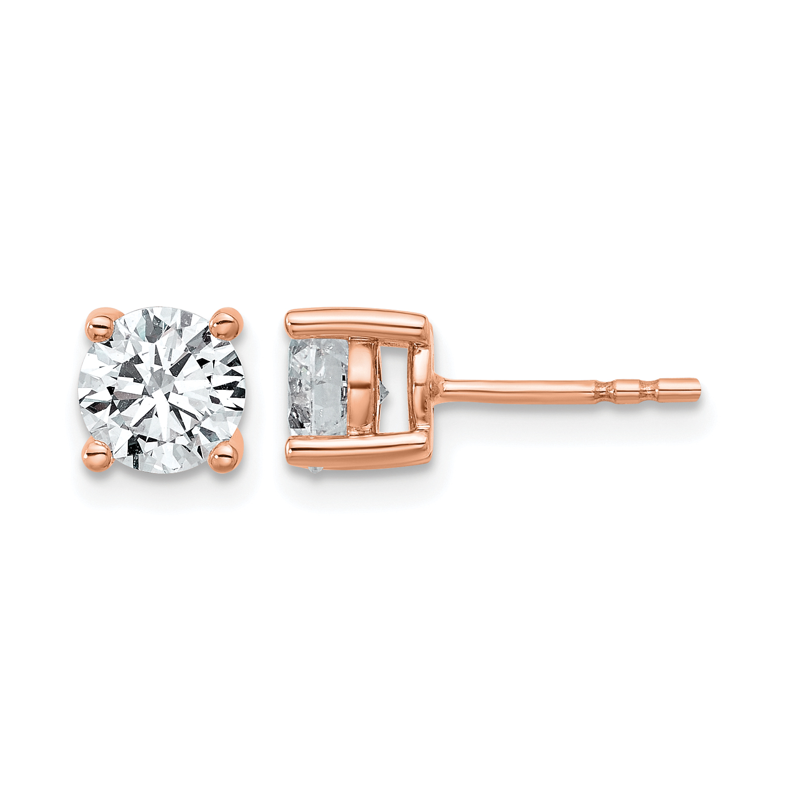 Rose 1 1/2 ctw Lab Grown Diamond VS/SI+ G+ Round 4 Prong Heavy Wt. Stud Earrings (EM1006-150-RLG)