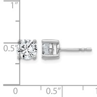 Sterling Silver Rhodium-plated 1.50 Carat Lab Grown Diamond VS SI+ G+ Round Complete Four Prong Stud Earrings view 5