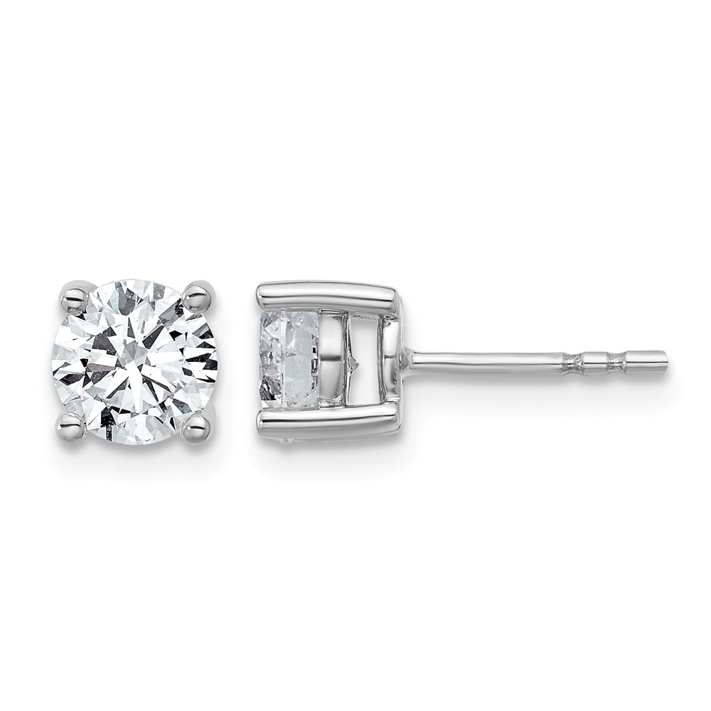 Sterling Silver Rhodium-plated 1.50 Carat Lab Grown Diamond VS SI+ G+ Round Complete Four Prong Stud Earrings