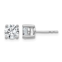Sterling Silver Rhodium-plated 1.50 Carat Lab Grown Diamond VS SI+ G+ Round Complete Four Prong Stud Earrings view 1