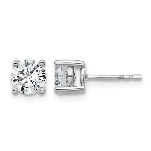 Sterling Silver Rhodium-plated 1.50 Carat Lab Grown Diamond VS+ F+ Round Complete Four Prong Stud Earrings